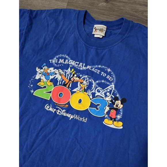 Vintage Y2K 2003 Disney Mens XL Spell Out Walt Disney World Park T-Shirt Blue - Picture 3 of 8